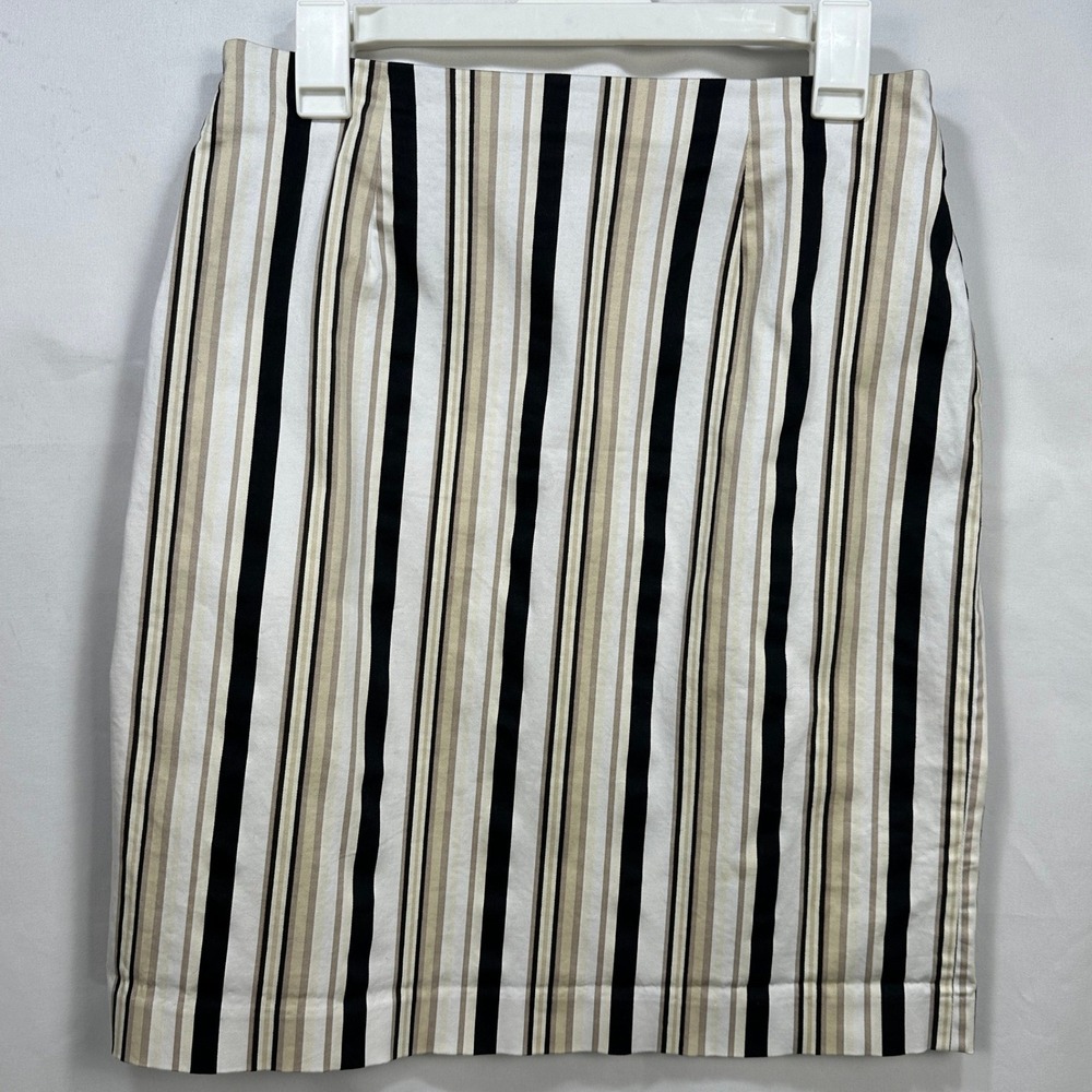Spenser Jeremy Womens Striped Pencil Skirt Black White Tan Stretch Size 10‎